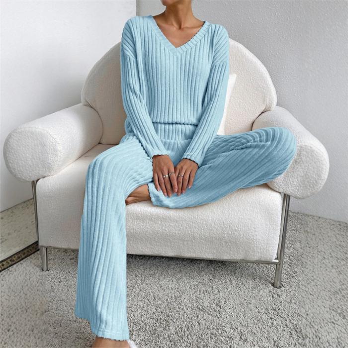 欧美时尚休闲套头上衣长裤套装女 Pullover Top Pants Suit Set