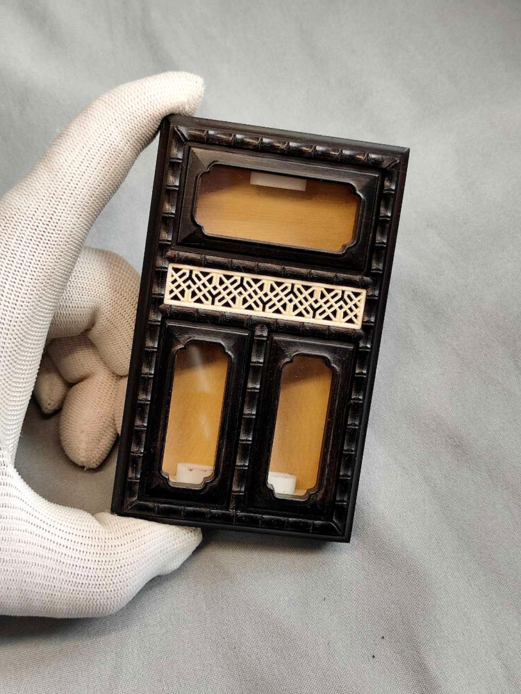 张圣林老乌木朝天窗三格黄蛉盒鸣虫盒 虫具 蛉子盒 蛉虫盒 大黄蛉