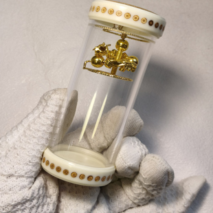 海派虫具师傅杨连平制德国密胺嵌竹钉40独孔吉尔罐 扎嘴罐 鸣虫罐