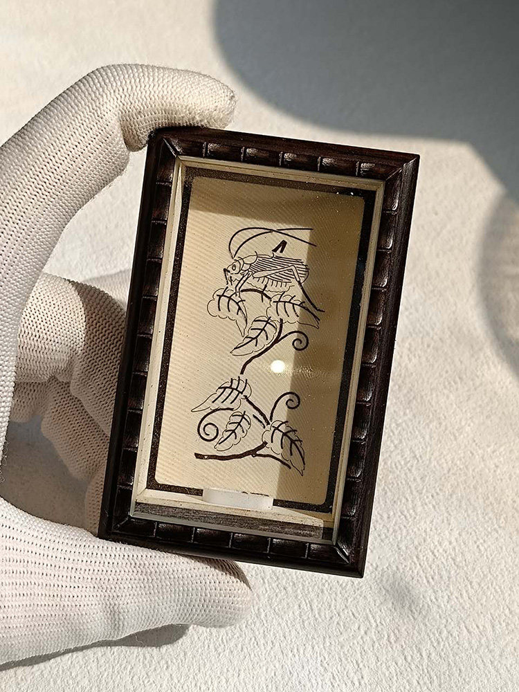 张圣林鸣虫盒 老乌木内饰牛骨线雕画黄蛉盒 蛉子盒 蛉虫盒 山仙子