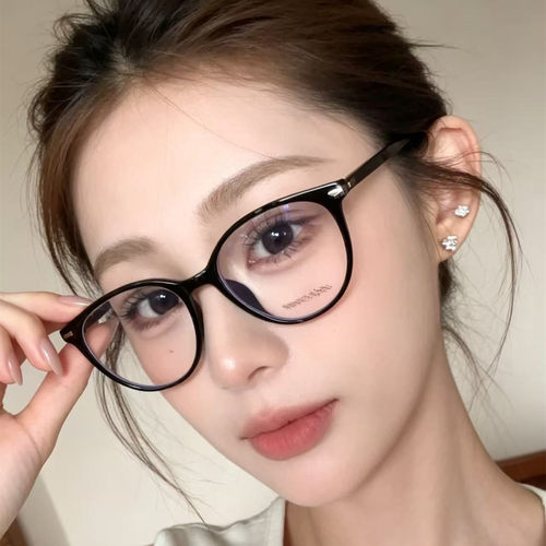 黑框猫眼TR90防蓝光眼镜架女款