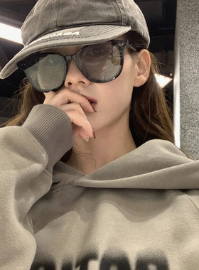 Jennie同款小脸绿色墨镜男小红书茶橘色个性显瘦复古偏光太阳镜女