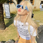 墨镜女夏高级感显脸小2025新款 gm透明蓝色防紫外线强光太阳镜韩版