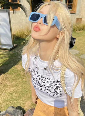 墨镜女夏高级感显脸小2025新款gm透明蓝色防紫外线强光太阳镜韩版