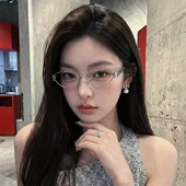 精致雕花镜腿银框金属眼镜架女高级感防蓝光显脸小可配度数平光镜