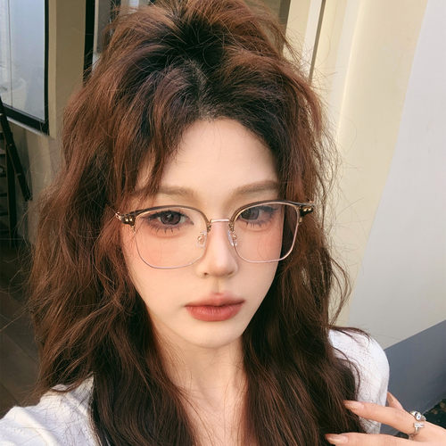 复古新款半框眼镜架高级感