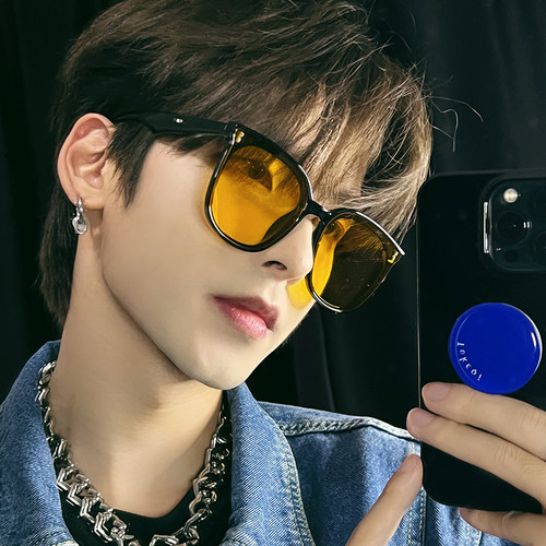 桔里防紫外线圆形痞帅男款墨镜