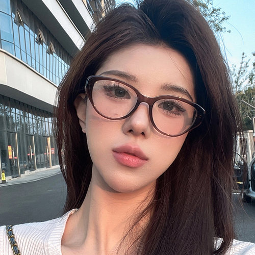 美式小黑框猫眼女潮复古素颜眼镜