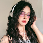 千禧风金属水银色无框墨镜女Y2K复古弧形太阳眼镜潮欧美风凹造型