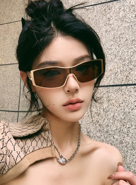 欧美风连体金属美拉德风高级感女款潮太阳眼镜方圆脸显瘦街拍墨镜