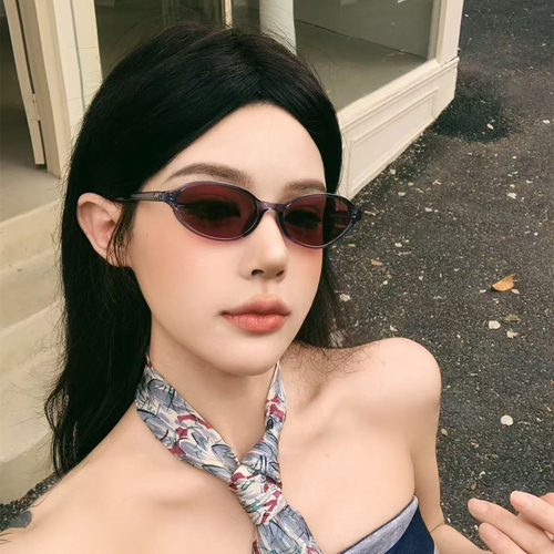 韩系简约椭圆防紫外线墨镜女