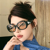 新款 高级感山茶花墨镜女轻奢风时髦圆脸显脸小遮阳防紫外线太阳镜