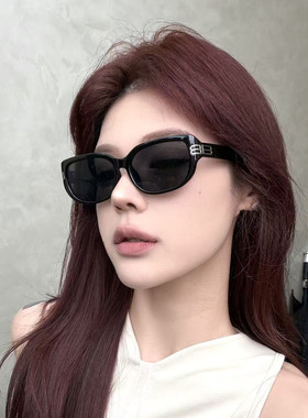 复古黑框金属标防晒凹造型女墨镜