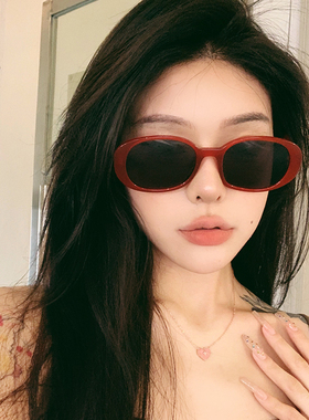 韩系红色墨镜2025新款太阳镜女款拽姐防紫外线大框显脸小近视眼镜