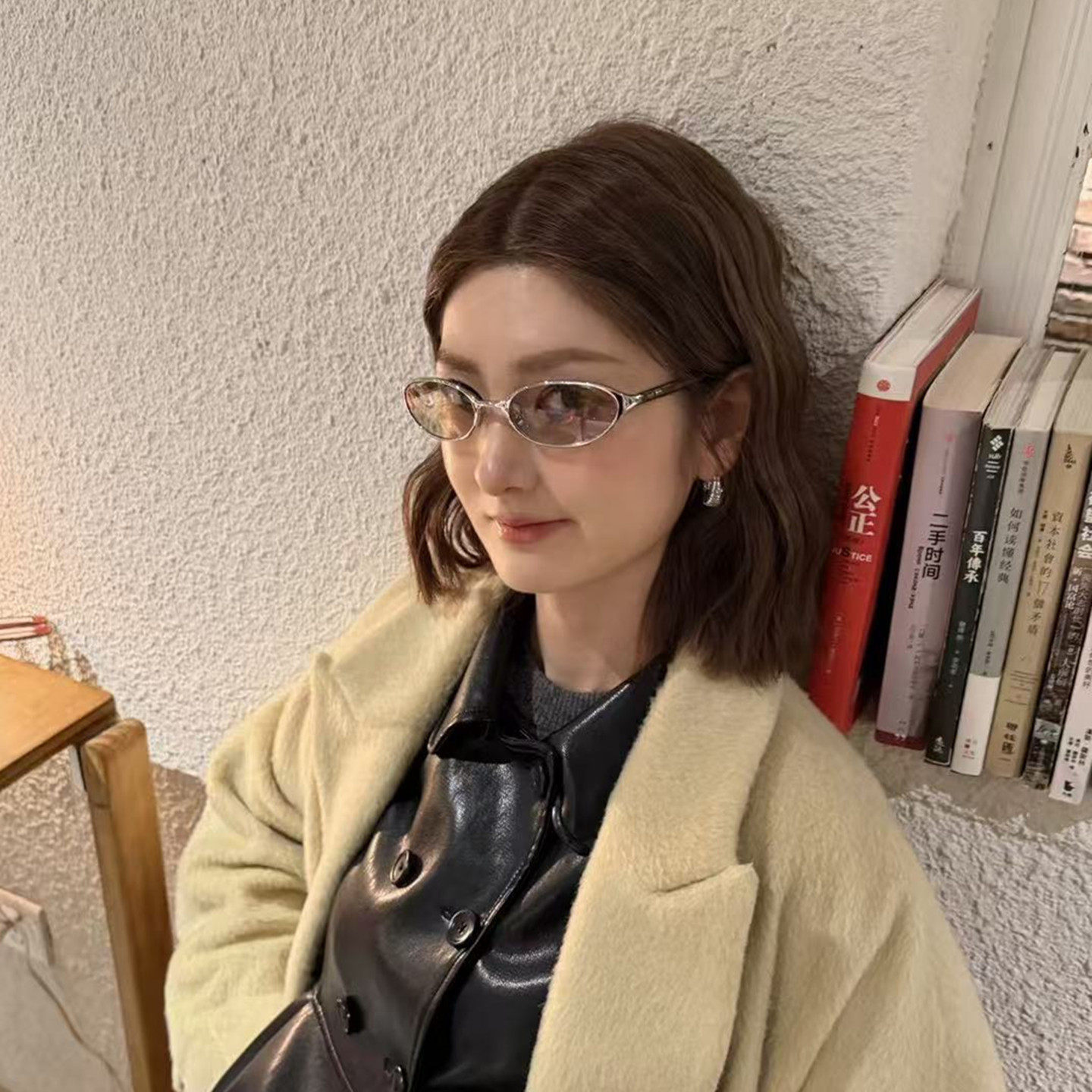 复古港风博主同款椭圆细框墨镜女高级感百搭显脸小防紫外线太阳镜