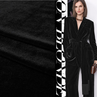 高端冰醋酸黑色丝绒定制 面料 韩国绒不倒绒超黑超柔超密超垂服装