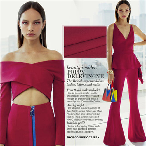 深酒红·新款秋冬款时装套装面料礼服麻纱感 高定时装服装布料