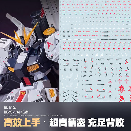 LNX RG 1/144 牛高达模型 卡牛 RX-93 NU V 敢达玩具 高清 水贴