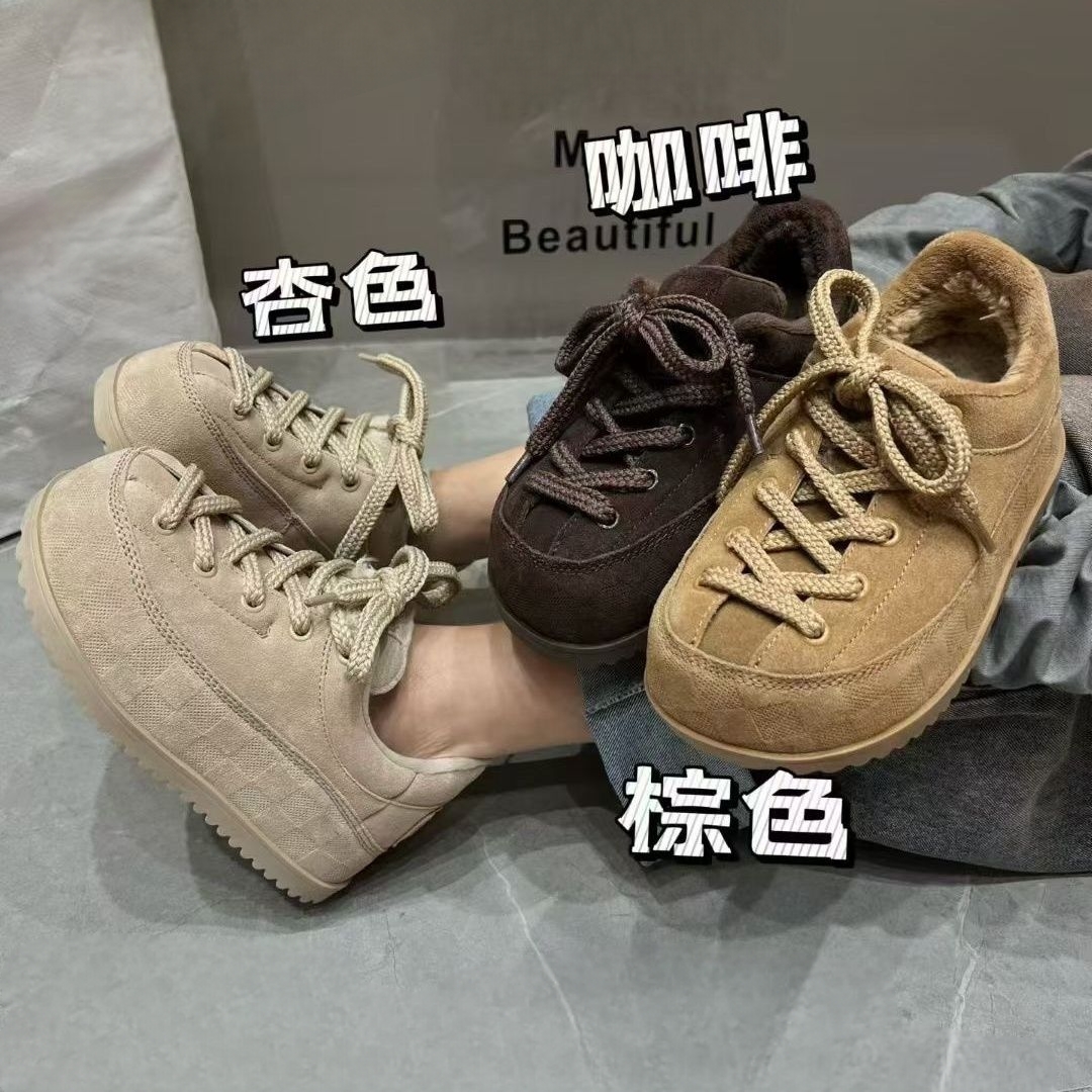 2025新款时尚百搭真皮雪地靴女厚底加厚保暖棉鞋冬季面包鞋休闲鞋