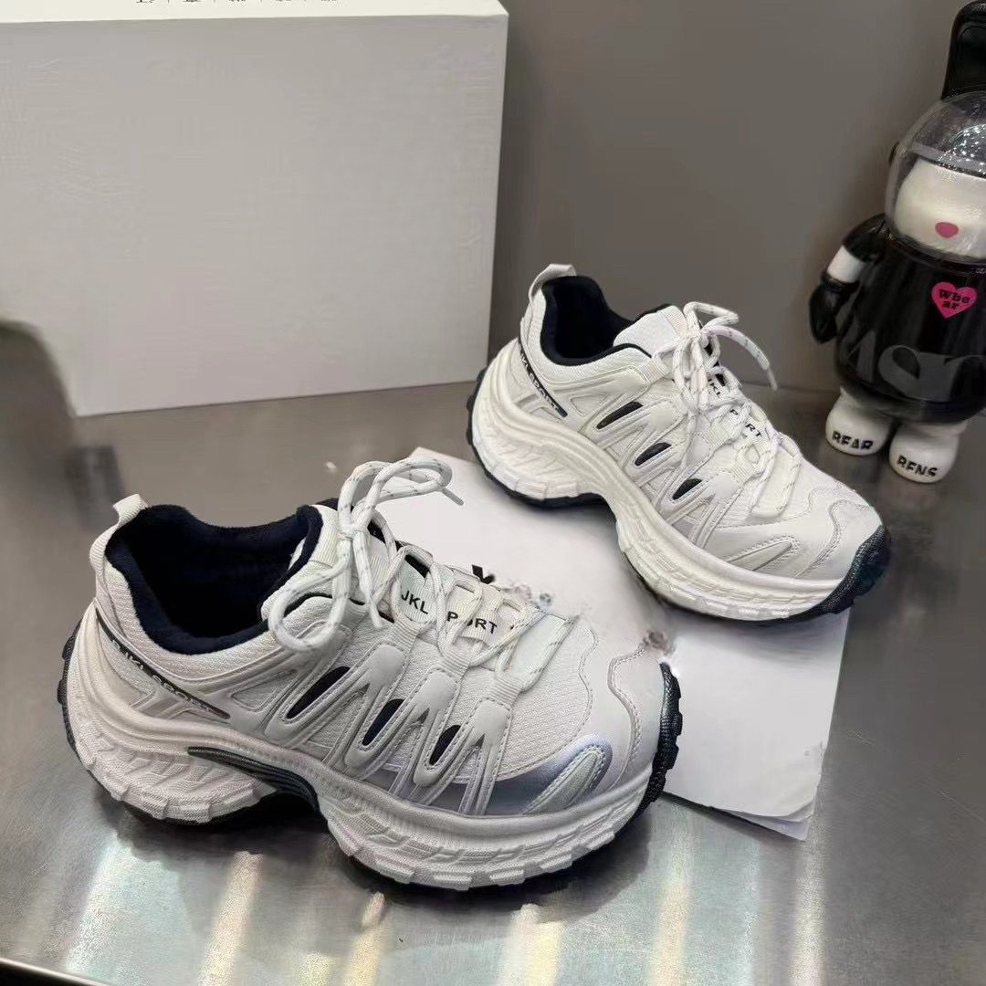 真皮网面透气老爹鞋女2025春夏季新款百搭轻便软底时尚休闲运动鞋