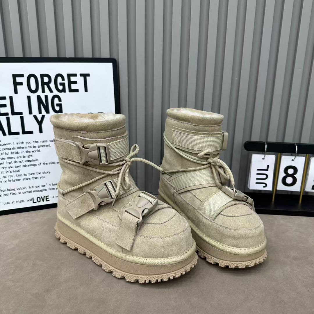 2025新款厚底雪地靴女冬季加绒加厚保暖棉鞋防滑防水防滑短筒靴子