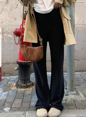 宅宅athome//一裤封神！裤子腿黑色微喇休闲裤高腰修身显瘦小黑裤