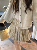 宅宅athome 波点蓬蓬褶边半身裙不规则高腰a字裙 浪漫波卡尔