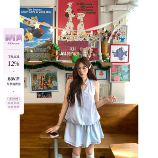 显瘦连衣裙 莱赛尔棉系带花苞水母裙无袖 宅宅Athome 海洋诗旅