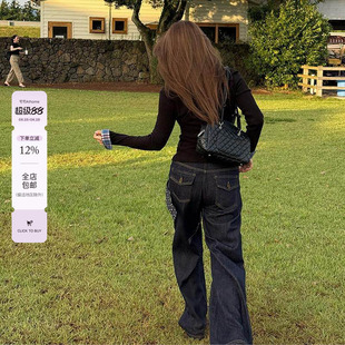 宅宅athome//长腿搭子 春季新款宽松显瘦阔腿裤垂感原牛牛仔裤女