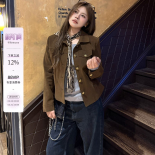 宅宅athome 复古翻领正肩夹克外套摩登显瘦百搭上衣 鲁本斯街区