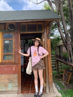 宅宅Athome//反叛小野 复古甜辣咖色豹纹半身裙显瘦a字蛋糕裙裤