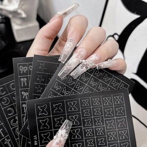 美甲贴纸喷绘镂空月亮蝴蝶