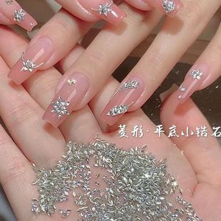雪花拼钻平底锆石菱形美甲钻饰品仿华子爆闪棱形指甲钻饰微锆