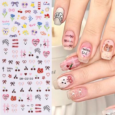 可爱童趣涂鸦小狗小猫美甲贴纸