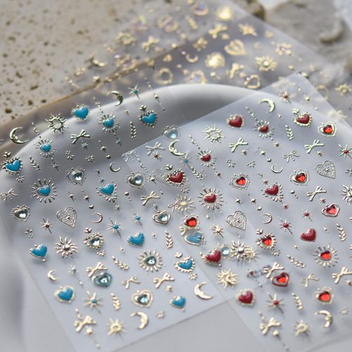 美甲贴纸浮雕星月蝴蝶晶钻