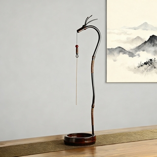 手工竹制龙挂香架香插龙头线香竹挂香架香薰炉茶室装饰摆件到流香