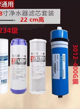 8.8寸400G净水器滤芯四盖款PP棉UDF活性碳CTO压缩碳滤芯22cm包邮
