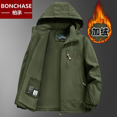 中年户外冲锋衣外套加绒加厚