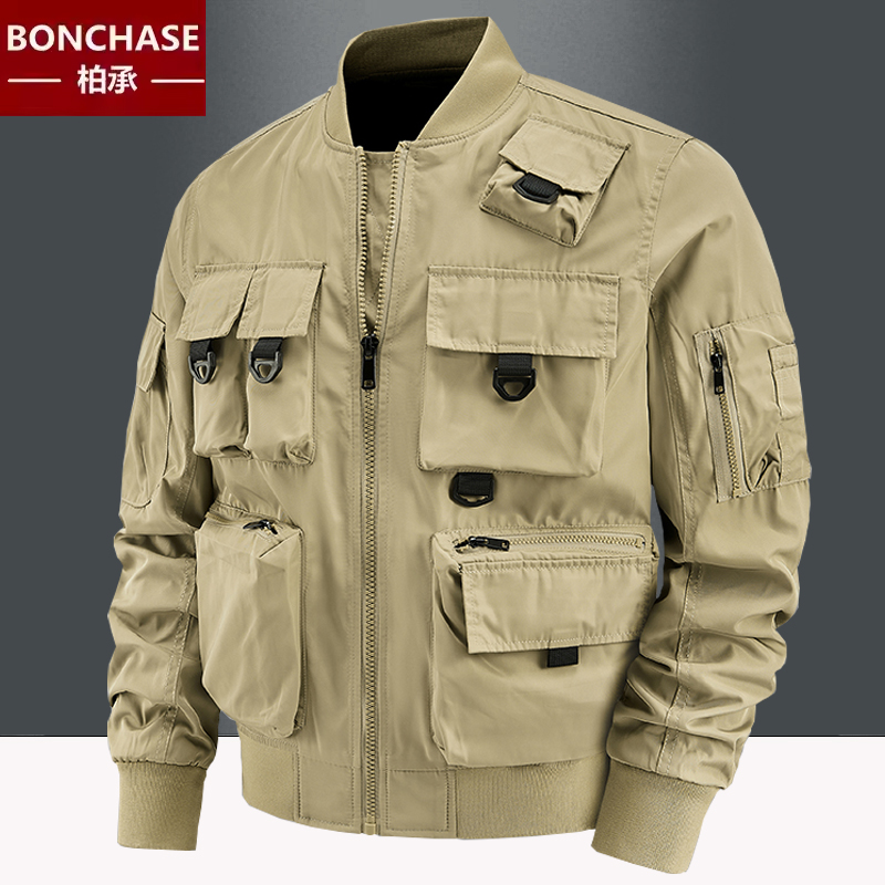 夹克男多口袋工装外套