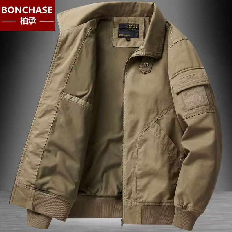 春秋季纯棉夹克男休闲上衣