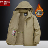 加厚男士 加绒夹克大码 春秋冲锋衣美式 外套工装 外套棉服8X 男款