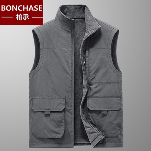 秋冬双面穿男士马甲户外休闲保暖