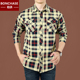 纯棉长袖 寸衫 格子衬衫 春秋季 青年男士 宽松大码 百搭休闲工装 衬衣潮