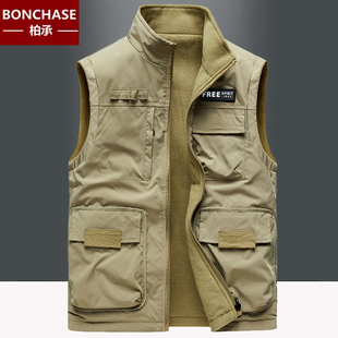 马夹摇粒绒背心男抓绒坎肩 户外工装 2025秋冬季 双面穿加绒马甲男士