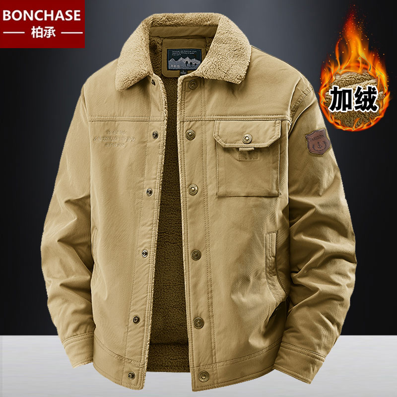 晋江棉服工装外套男加绒加厚