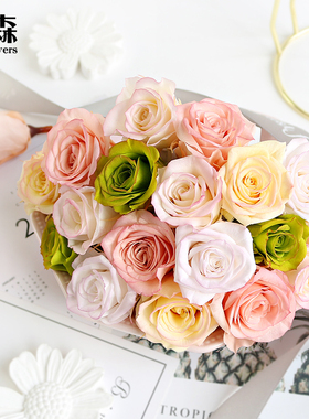 日本进口大地农园花边玫瑰03490永生花diy手工装饰花盒玻璃罩单朵