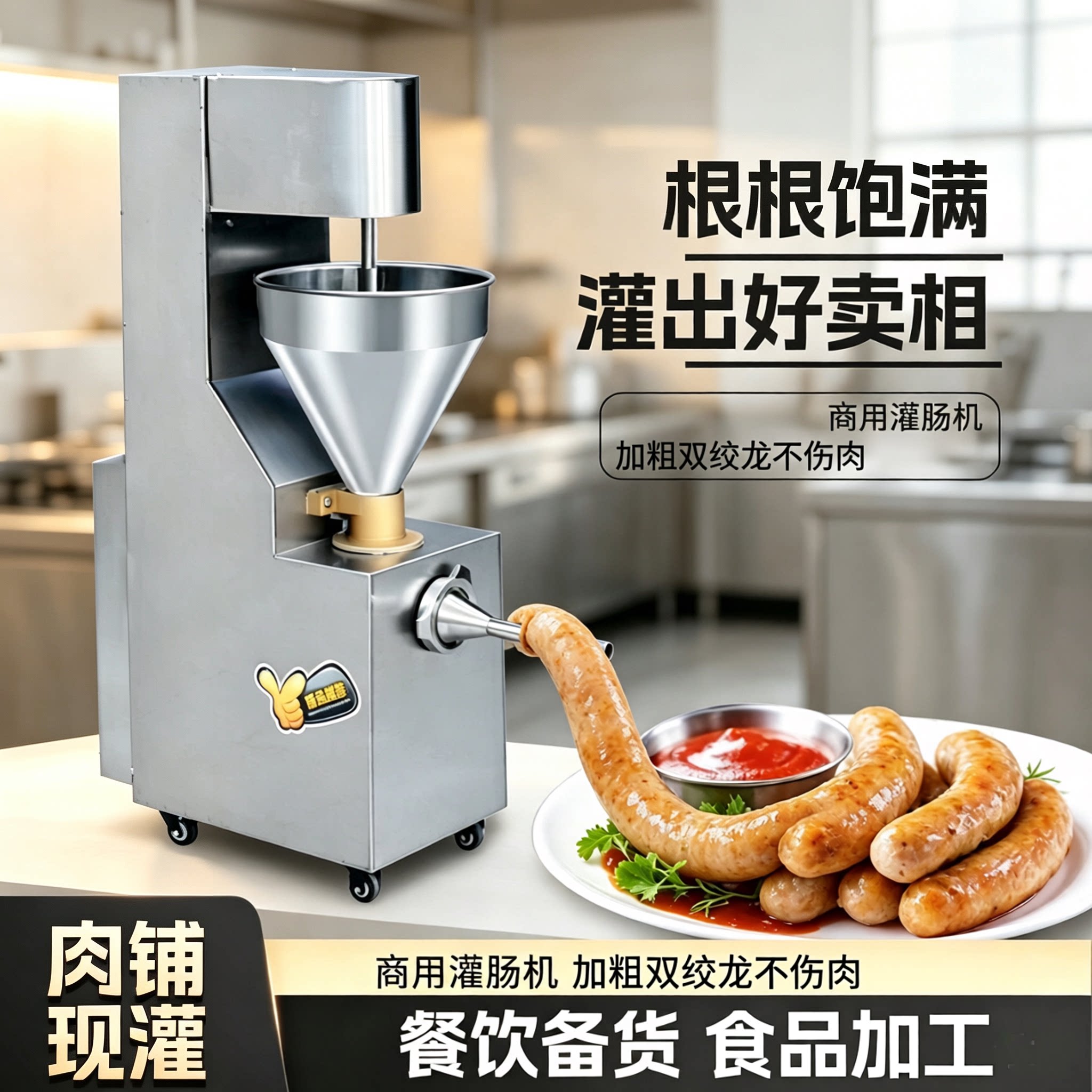 香肠灌肠机商用新型自动小型火腿红肠立式电动变频调速腊肠灌肠机