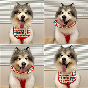 新款手工大型犬狗狗口水巾金毛阿拉斯加围兜萨摩耶口水兜宠物围脖