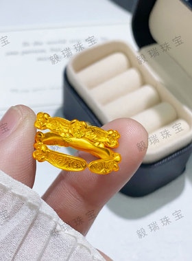 复古玫瑰花环金包银戒指轻奢小众设计黄金高级感森系指环戒指女