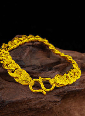 小众设计金包银百福手链高级感感国潮黄金气质宽版链条手链手环